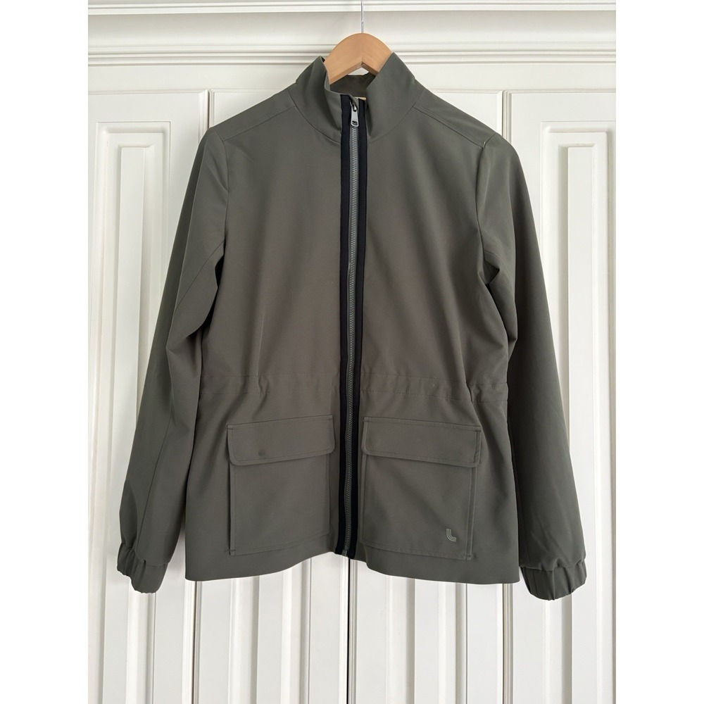 Lole Olive Green Zip Up Jacket Size XS Moisture Wicking Zip Pockets